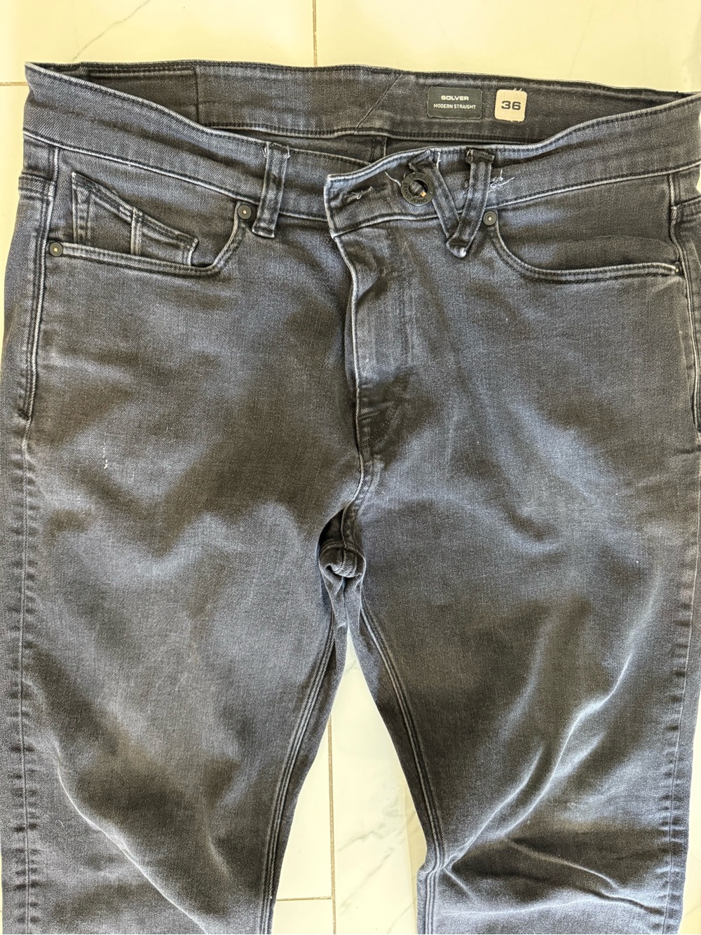 Volcom Men's Slim Straight Jeans in Charcoal Black - Picture 3 of 5